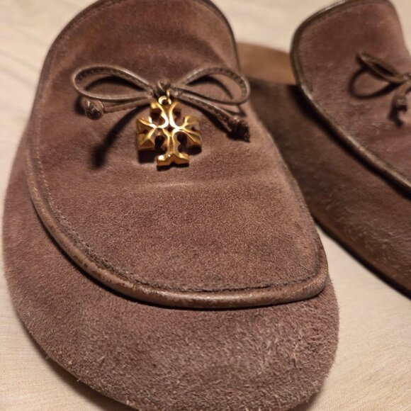 Tory Burch Suede Charm Mules - Picture 2 of 10